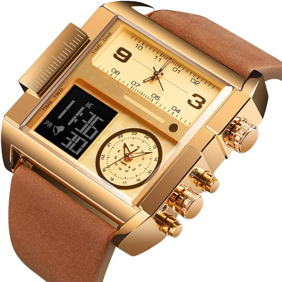 Men’s Fashion Quartz Watch – Waterproof Leather Chronograph with Luminous Display